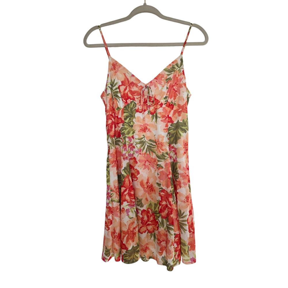 Boutique Pink & Orange Floral Tulle Mini Dress Slip DressJuniors Large